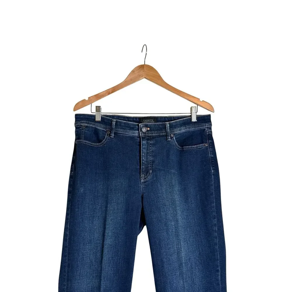 Talbots Flawless Blue Mid Rise Barely Boot Jeans Women's Size 12 Stretch Denim